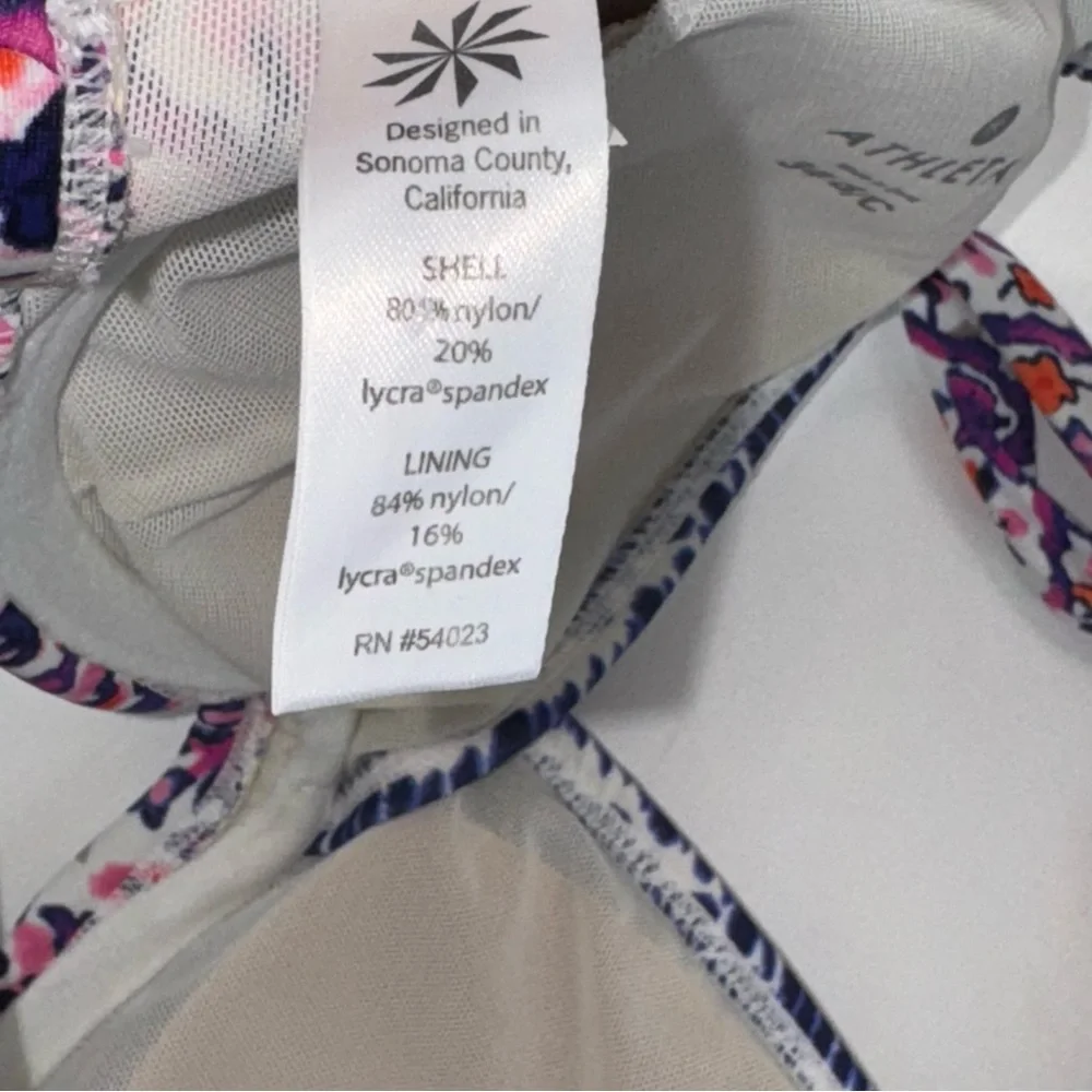 Athleta Purple Pink Orange Floral Halter Bikini Top